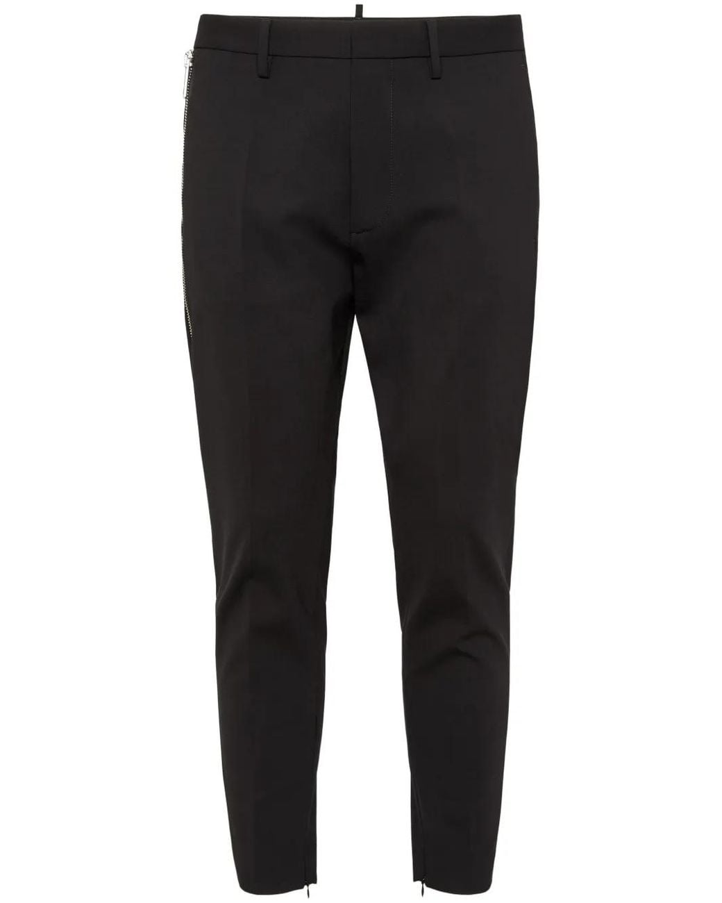 DSquared² Black Logo-Print Tapered Trousers for men