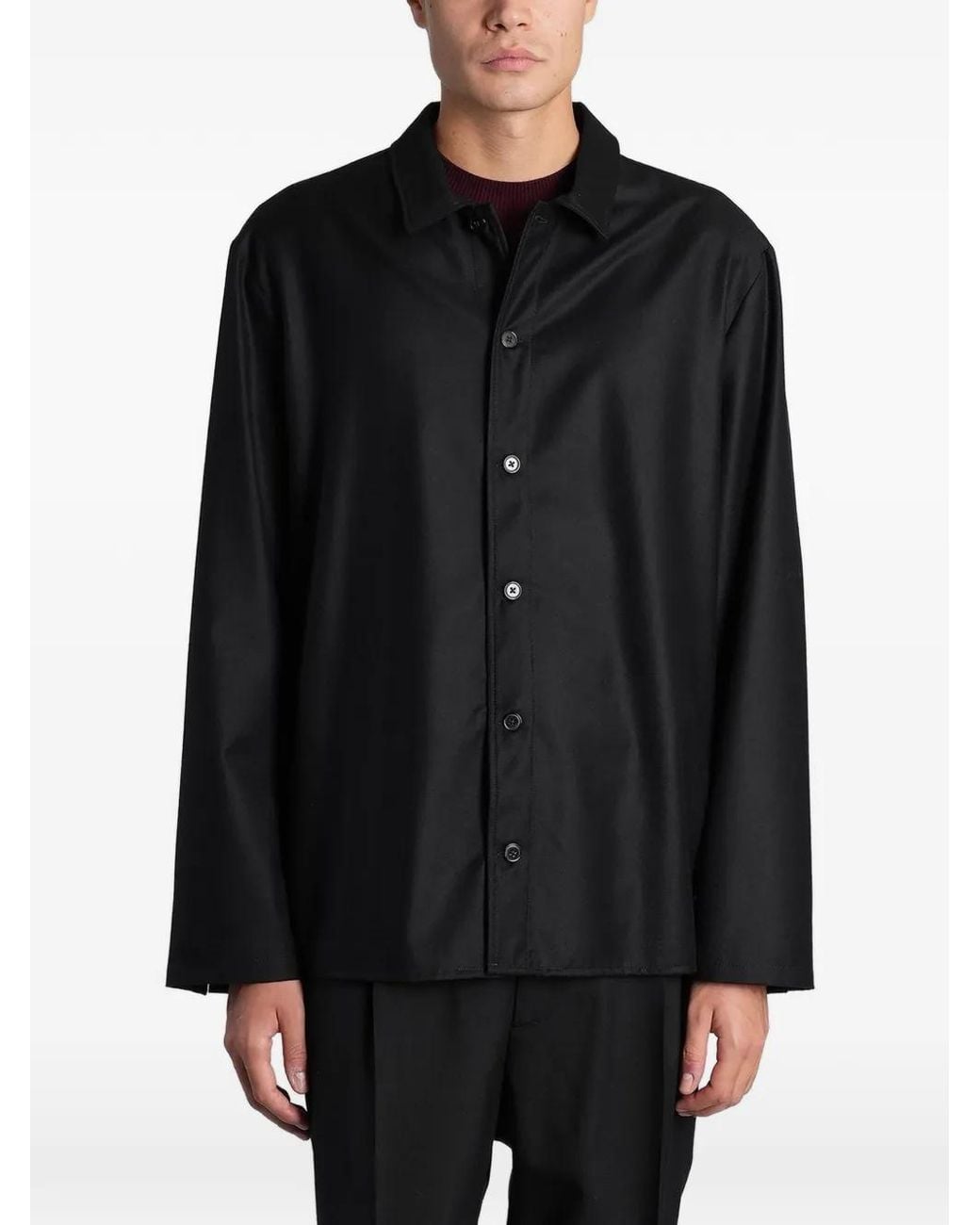 Grayed Black Luna Button-Up Shirt Jacket for men