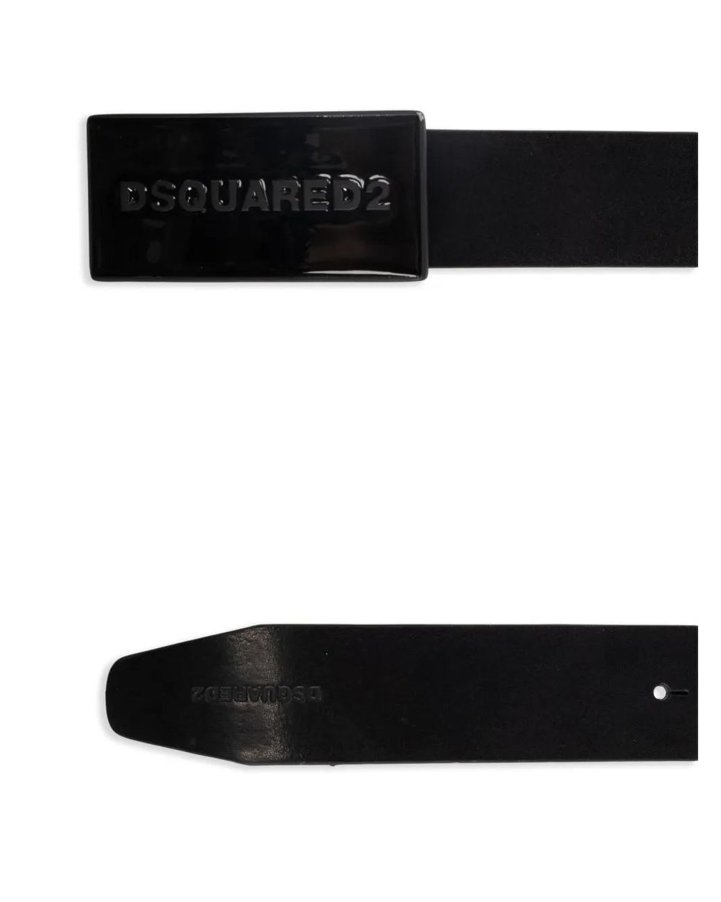 DSquared² Black Leather Belt With Rectangular Plaque Closure for men