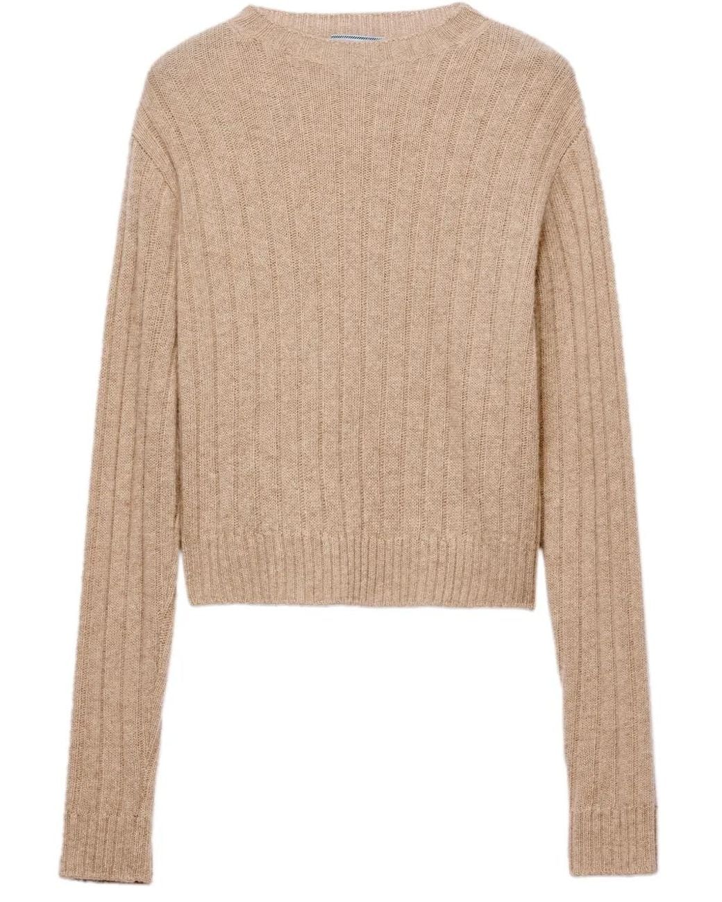 Prada Natural Cropped Re-Cashmere Sweater