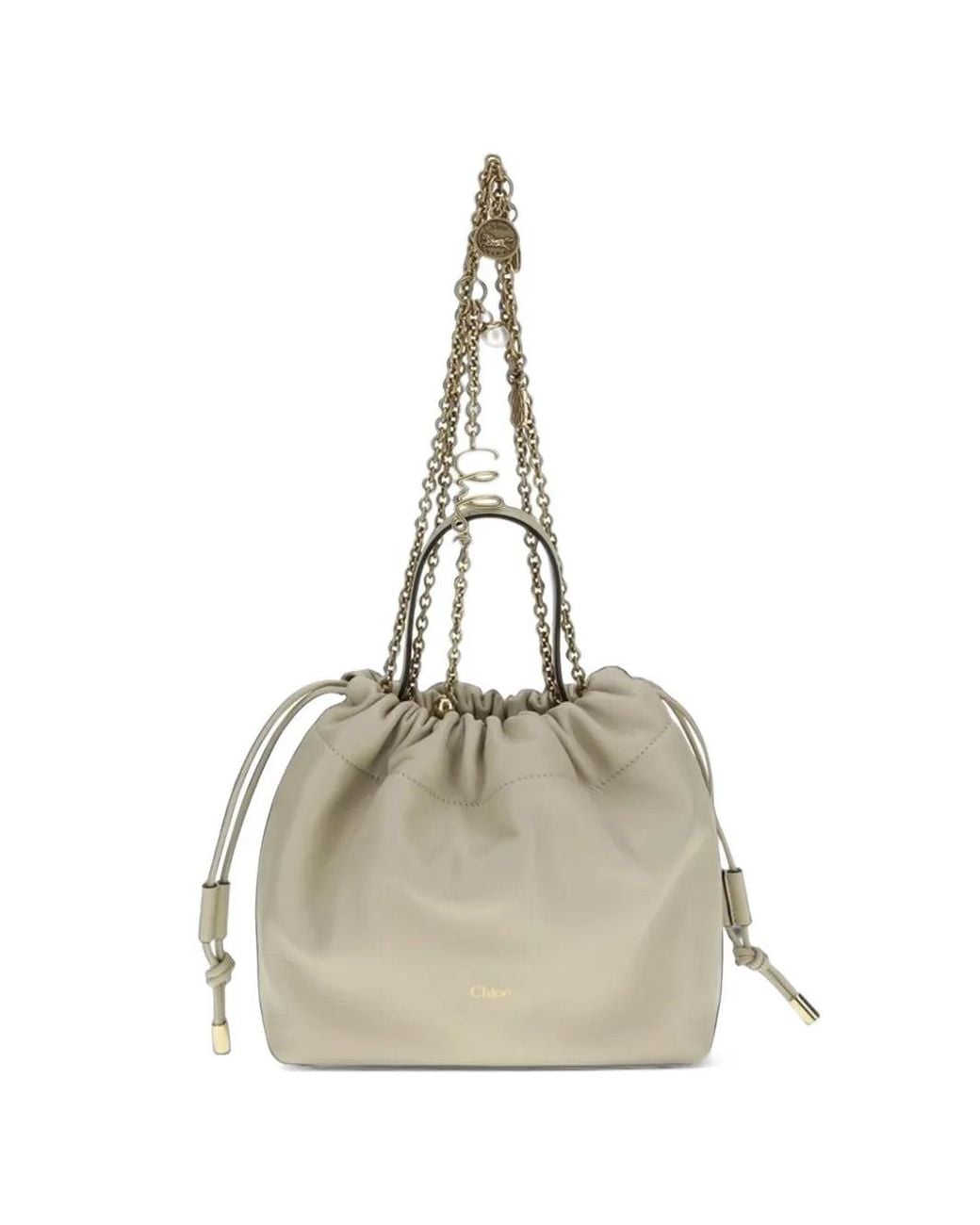 Borsa A Spalla Icons Piccola Con Coulisse E Catena di Chloé in Natural