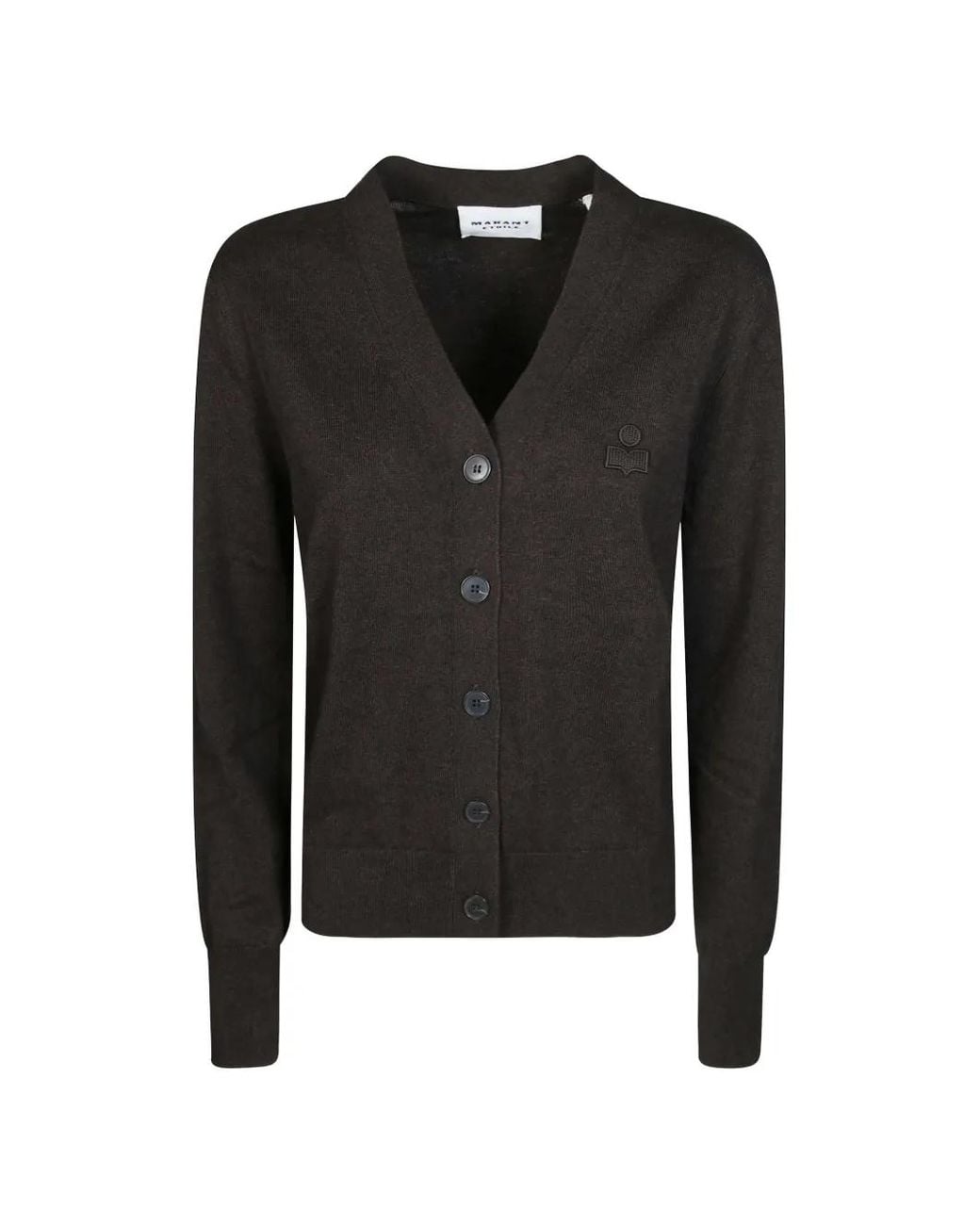 Isabel Marant Black Logo-Embroidered V-Neck Cardigan