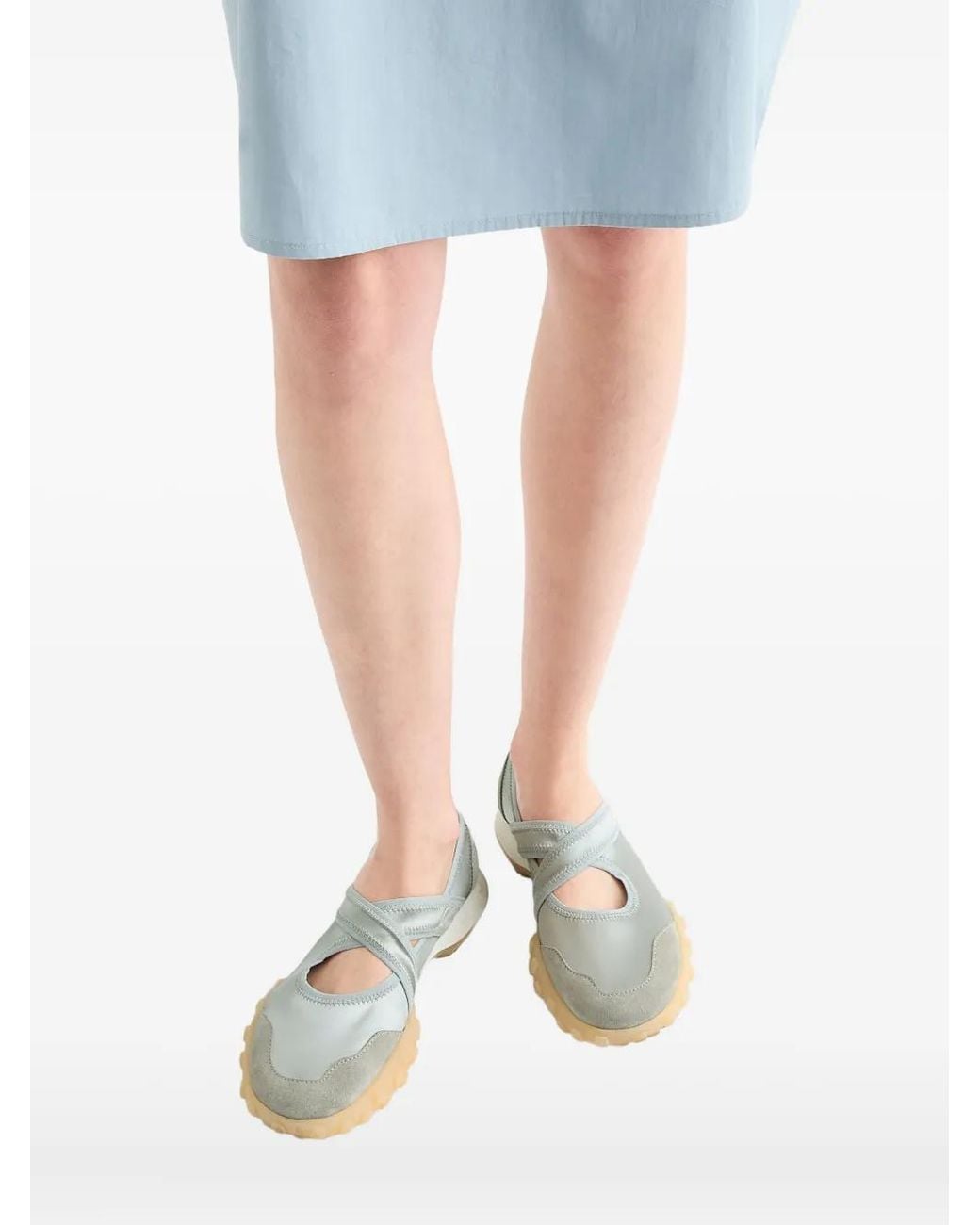 Jil Sander Multicolor Moon Satin And Suede Sneaker Ballerina Flats
