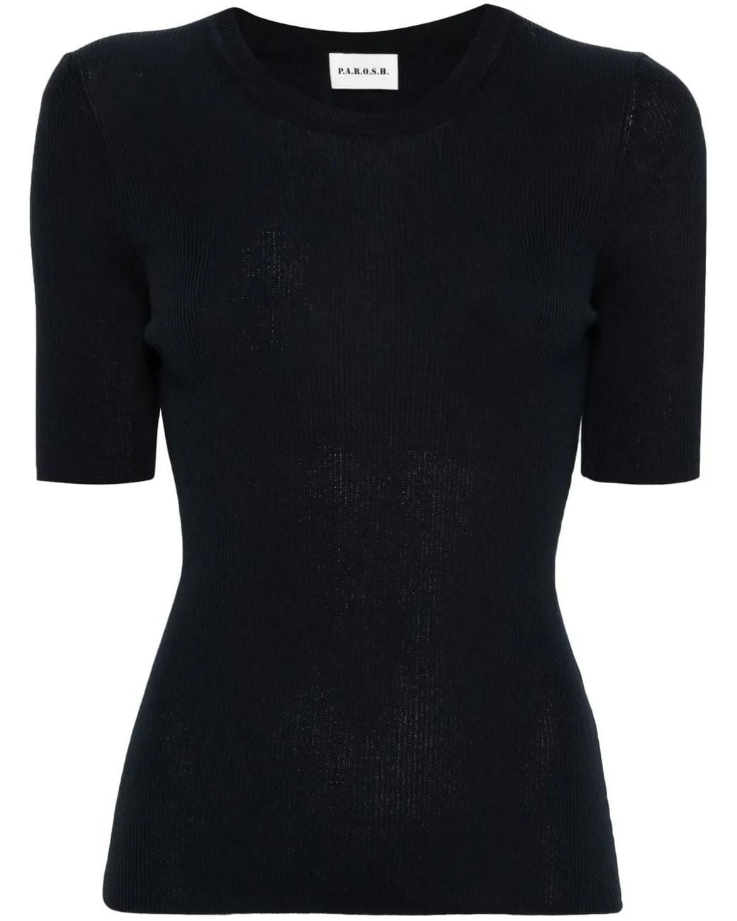 P.A.R.O.S.H. Ribgebreide Top in het Black