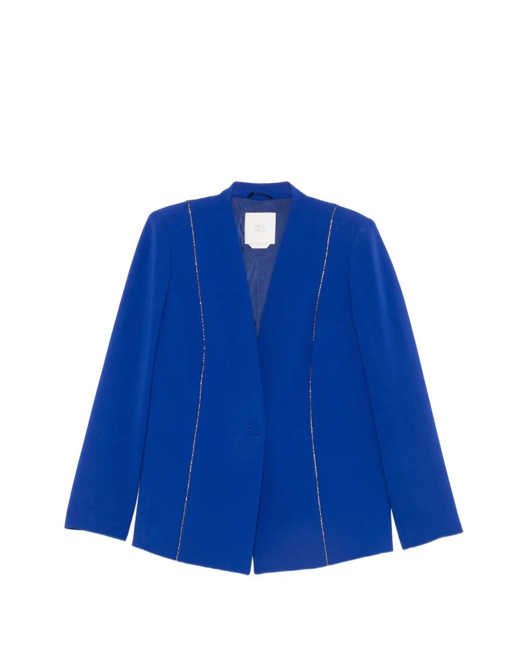 Marina Rinaldi Blue Giusto Crystal-Embellished Single-Breasted Blazer