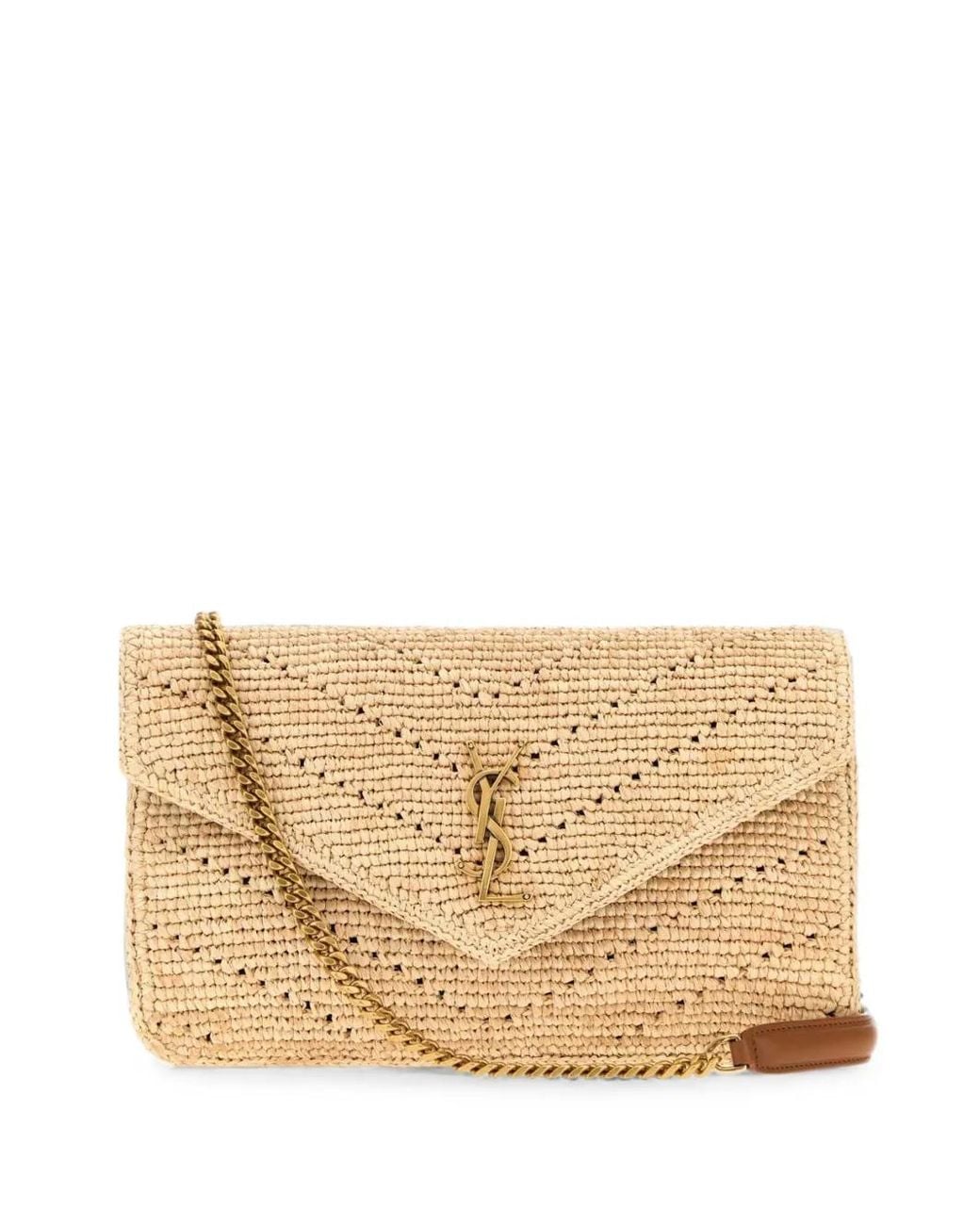 Saint Laurent Natural Loulou Raffia Shoulder Bag