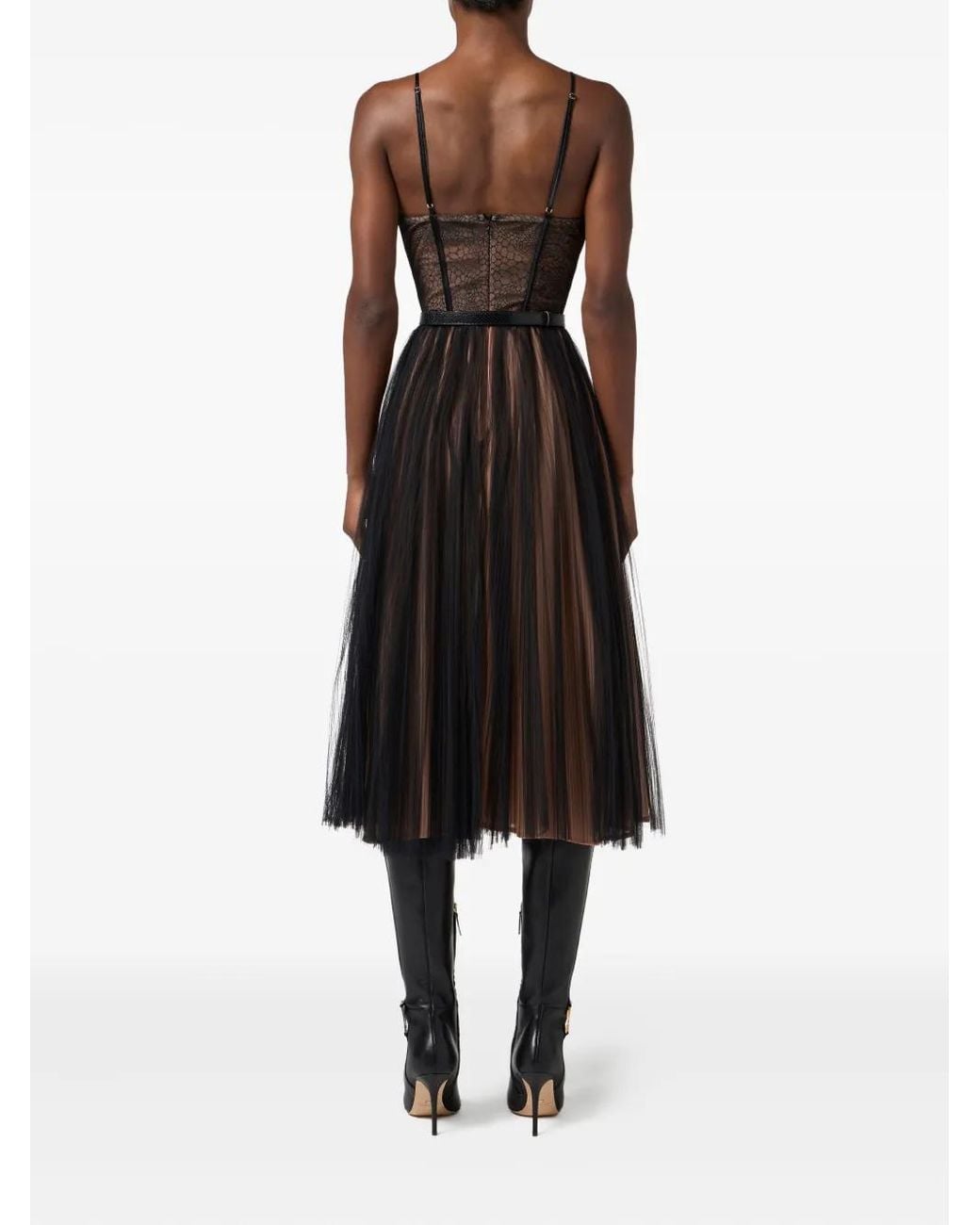 Elisabetta Franchi Bustier Belt Tulle Dress in Purple | Lyst