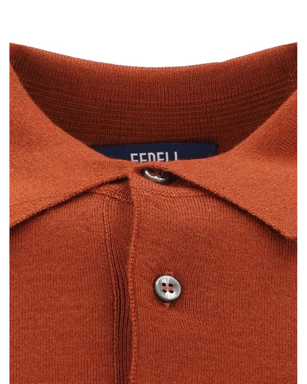 Fedeli Red Long-Sleeve Polo Shirt for men