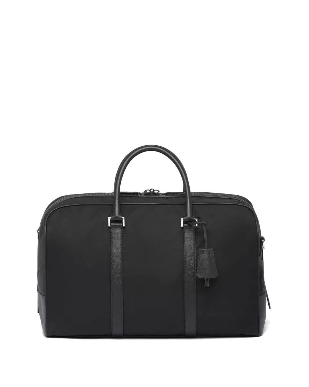 Prada Black Triangle Logo-Patch Duffel Bag for men