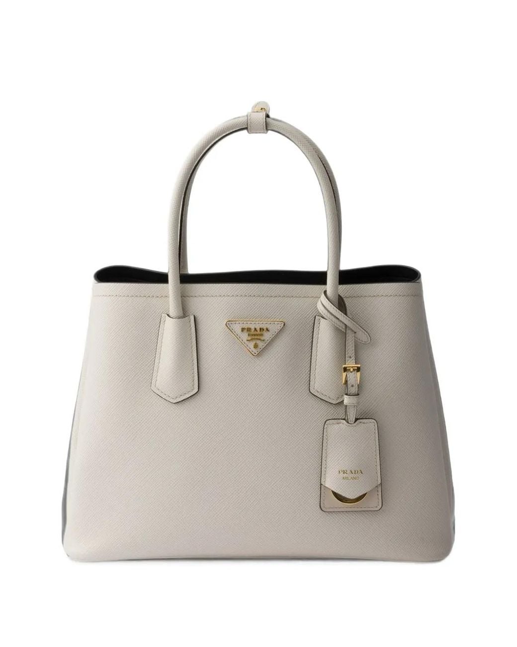 Borsa Double Media di Prada in Natural