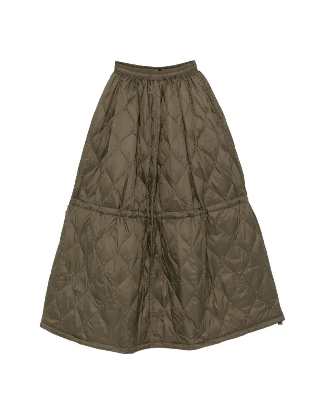 Taion Green Quilted Drawstring Midi Skirt