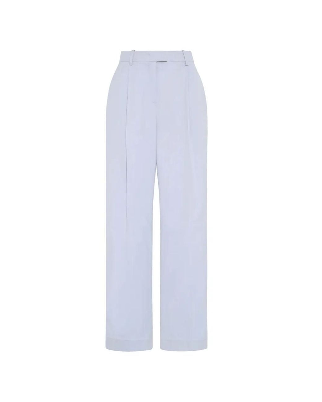 Another Tomorrow White Pleated Tailored Trousers