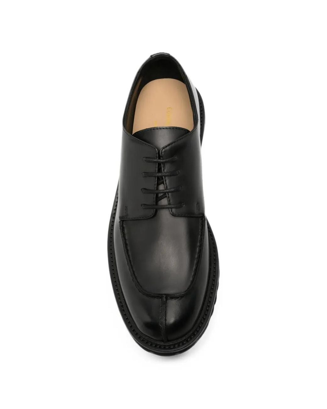 Common Projects Black Apron-Toe Chunky-Sole Derby Shoes for men