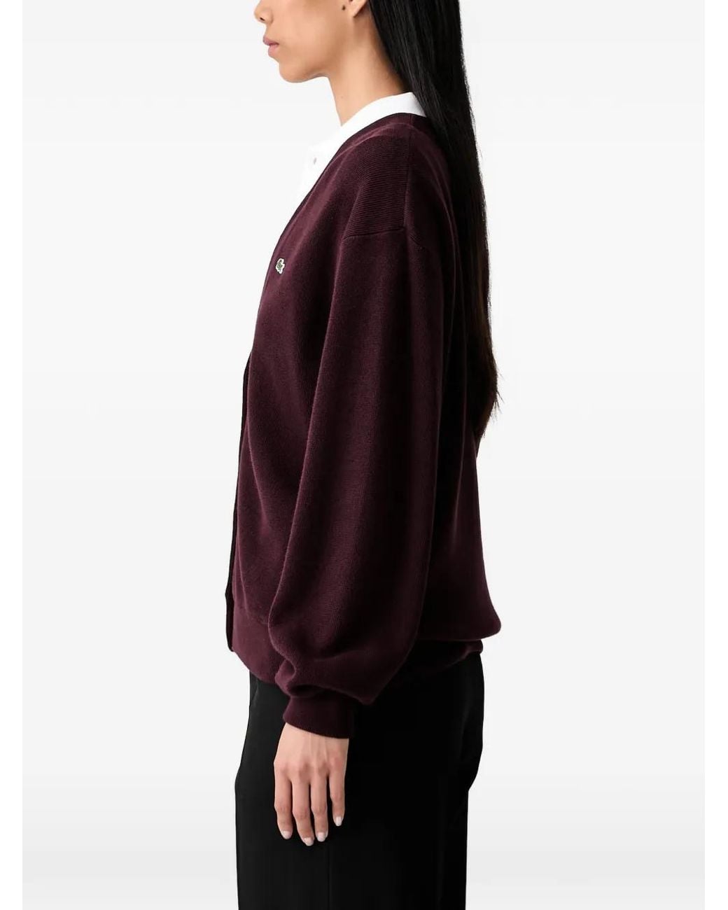 Lacoste Blue Logo-Patch V-Neck Cardigan