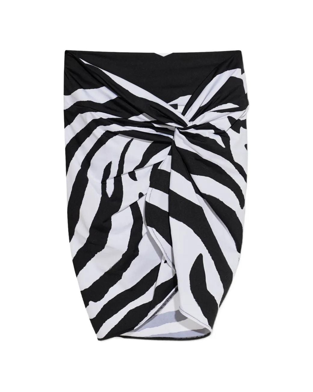 Balmain Black Zebra-Print Twisted-Detail Mini Skirt