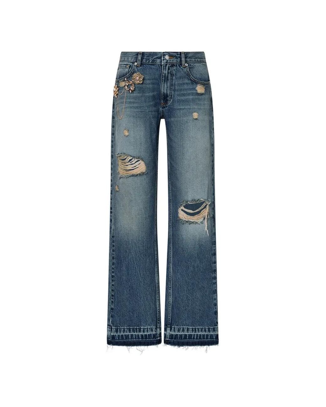 Liu Jo Blue Jeans Destroyed With Spille-Jewel