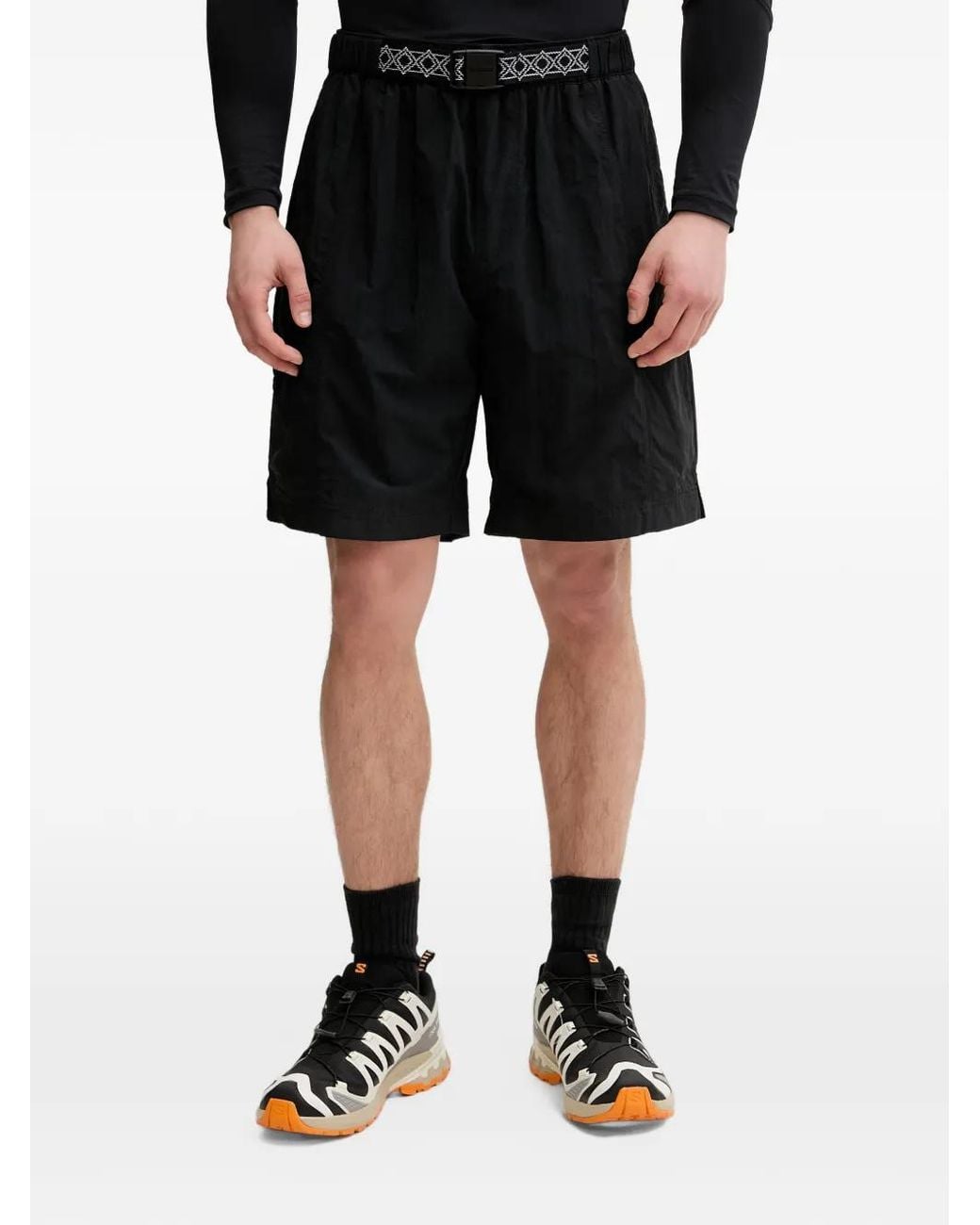 Columbia Black Sequoia Grove Logo-Patch Shorts for men