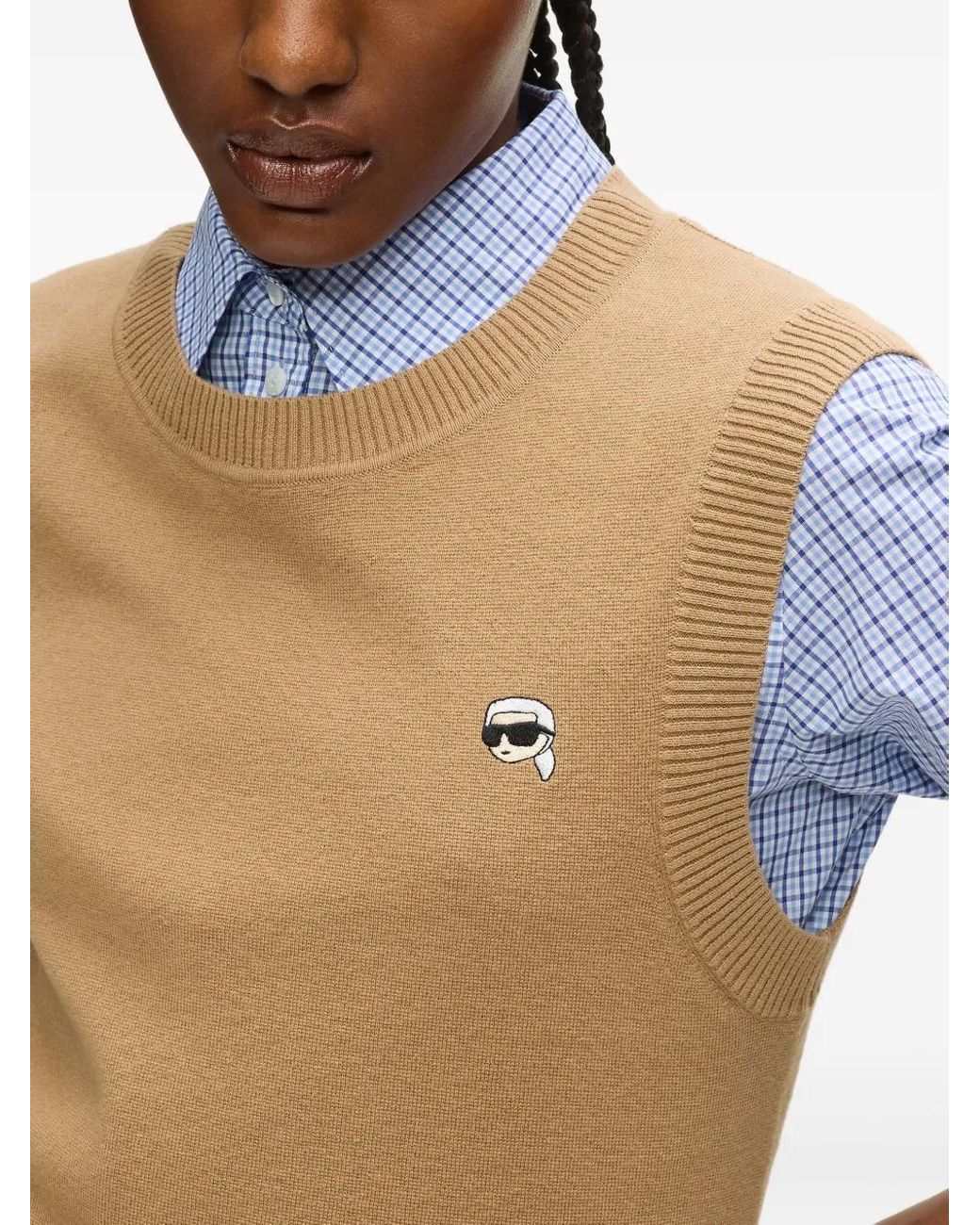 Karl Lagerfeld Natural Logo Appliqué Vest