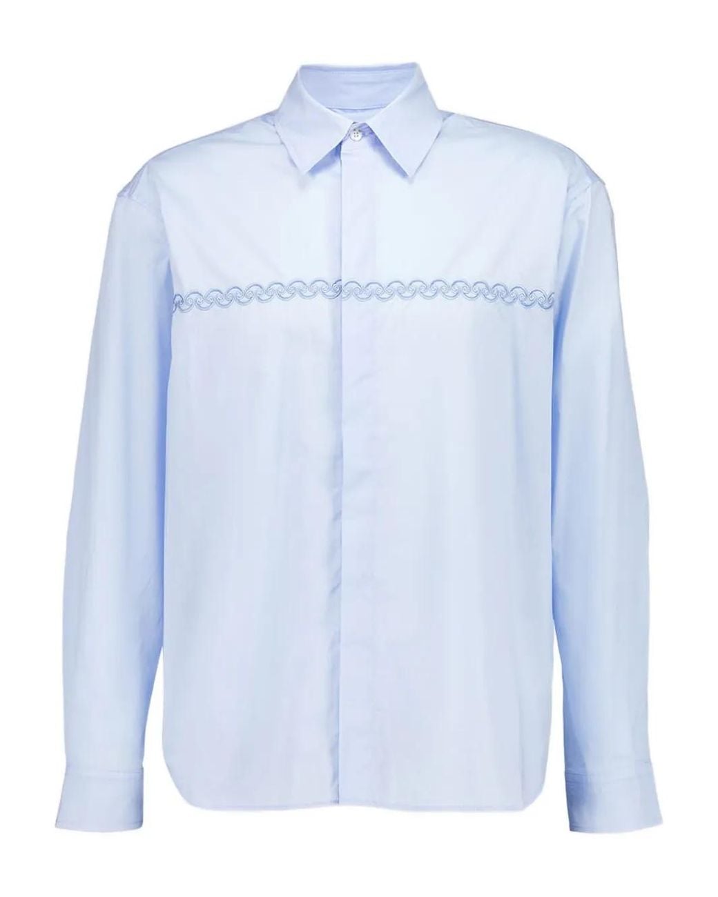 Commas Blue Embroidered-Detail Shirt for men