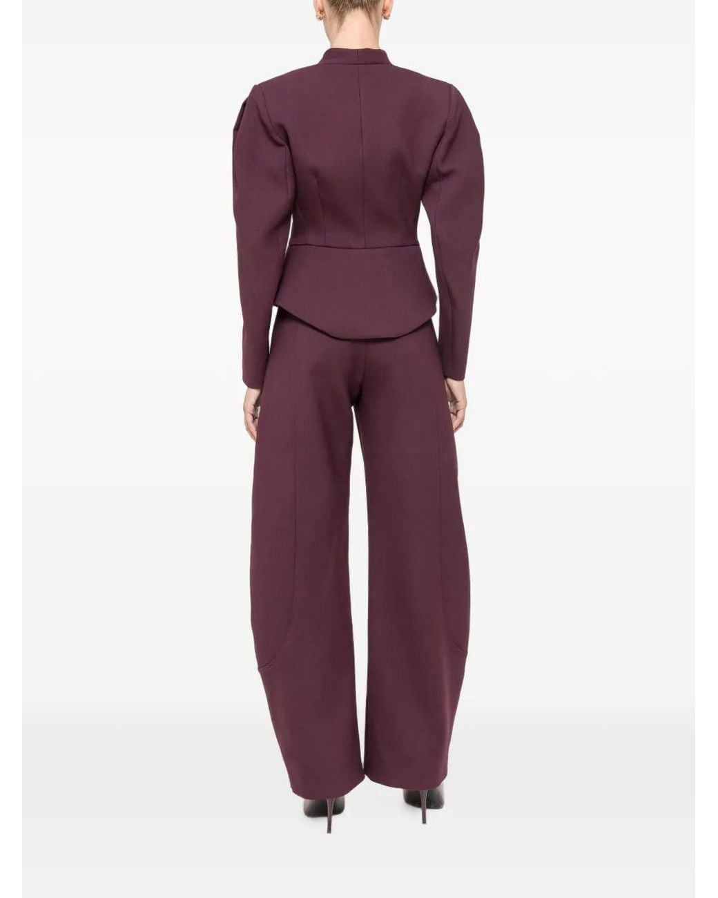 Nissa Purple Tailored Wool V-Neck Jacket