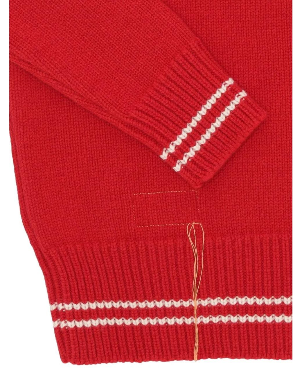 Fortela Red Stripe-Trim Wool Sweater for men