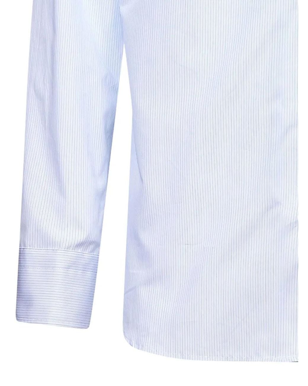 D4.0 White Buttoned Striped Shirt for men