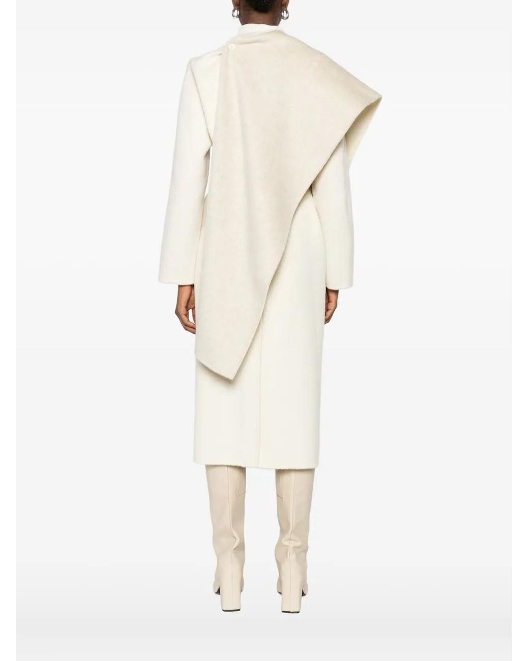 P.A.R.O.S.H. White Scarf-Detail Belted Coat