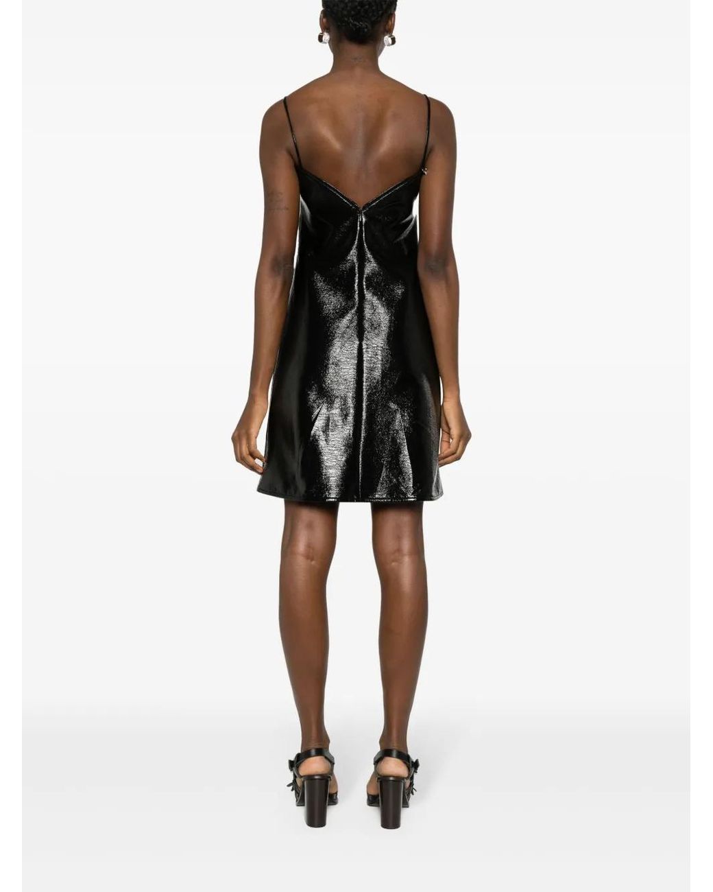Courreges Black High-Shine Mini Dress