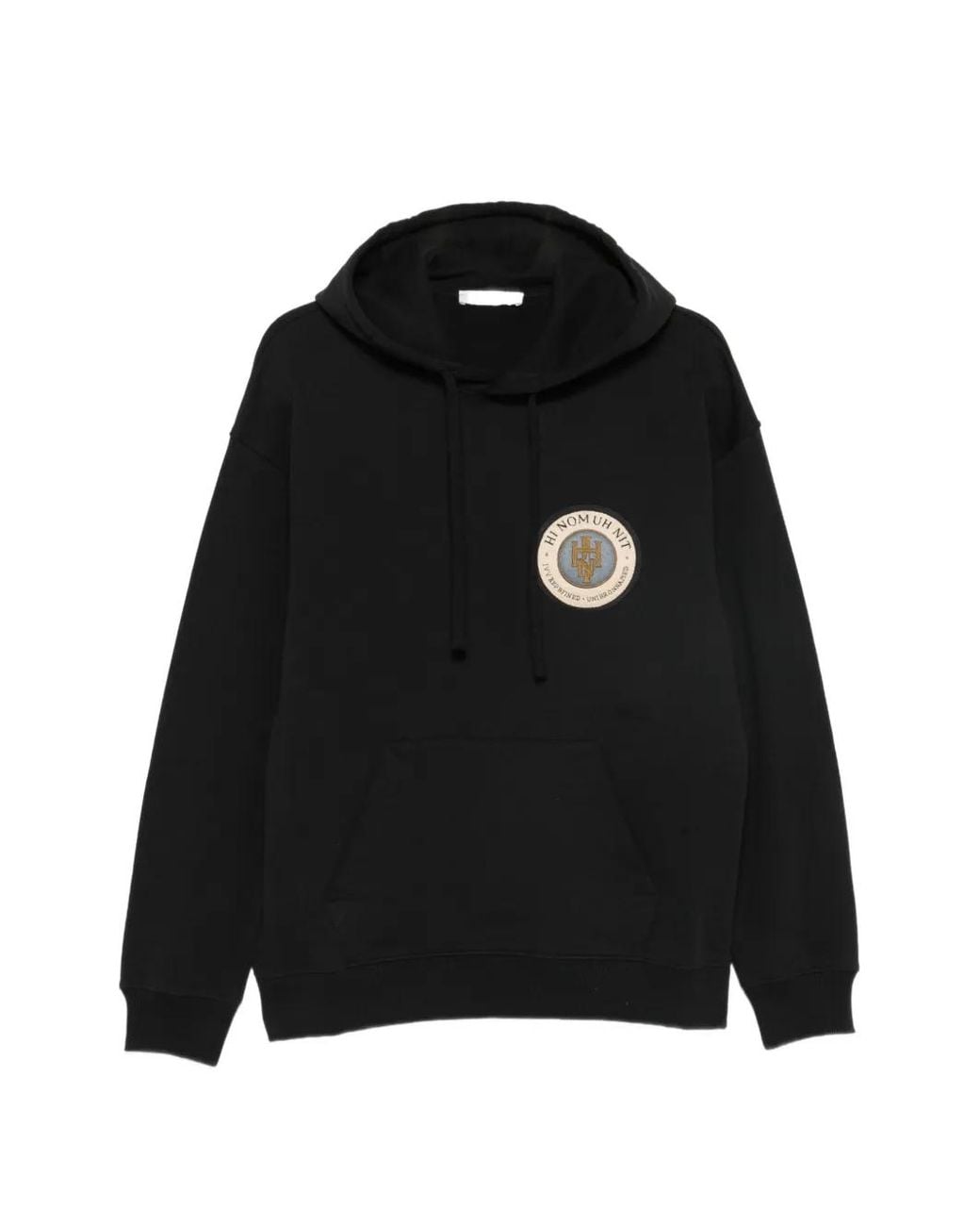 Ih Nom Uh Nit Black Logo-Patch Drawstring Hoodie for men