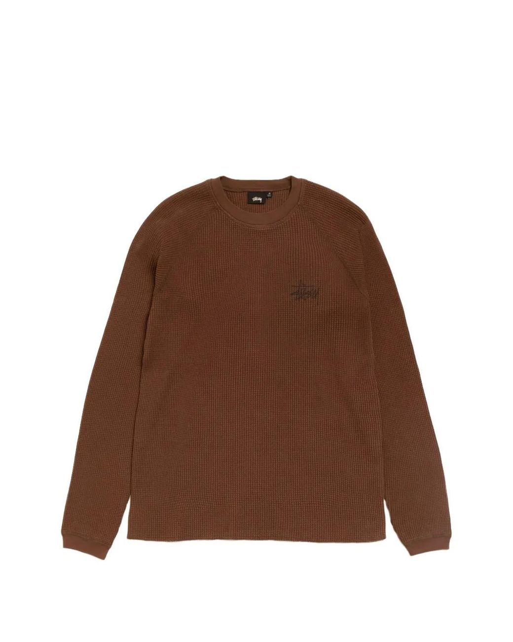 Stussy Brown Logo-Print Waffle-Knit Jumper