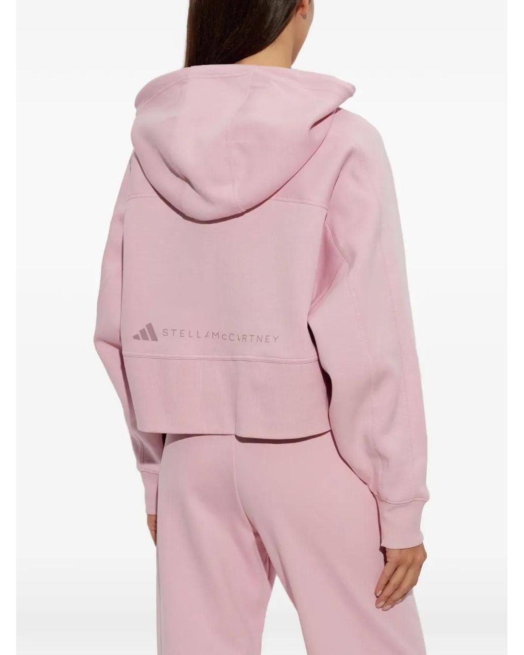 Adidas By Stella McCartney Pink X Stella Mccartney Logo-Print Zip-Up Hoodie