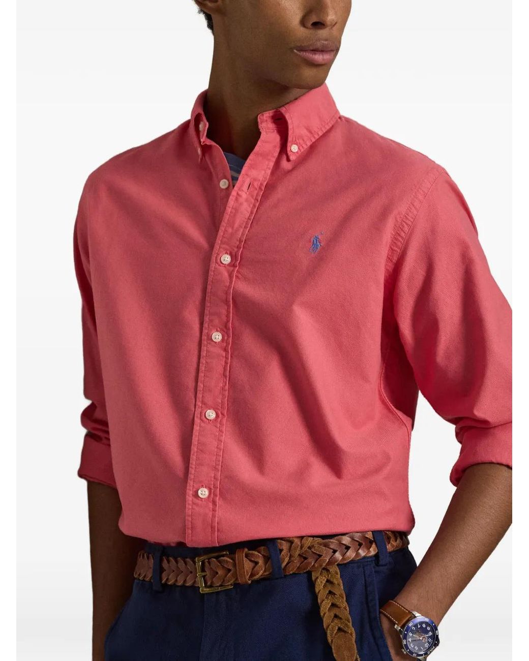 Polo Ralph Lauren Pink Polo Pony Embroidered Shirt for men