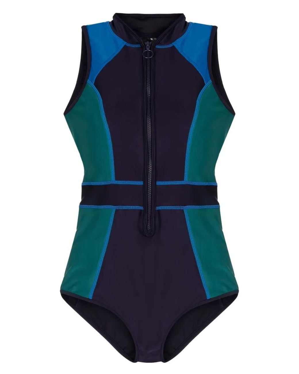 Duskii Blue Tank Colour-Block Swimsuit