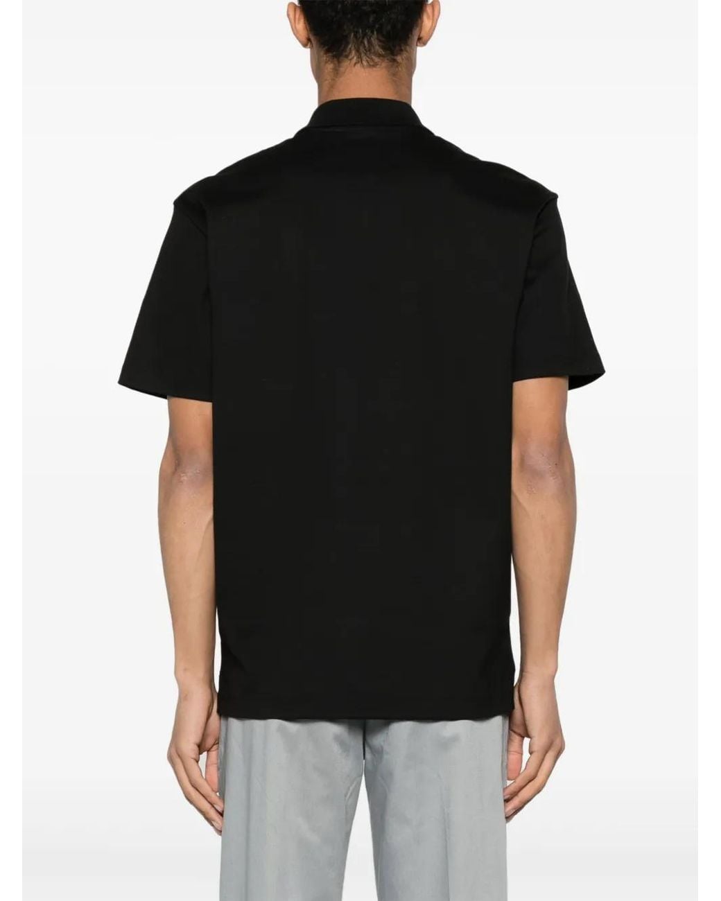 HUGO Black Appliqué-Logo Cotton Polo Shirt for men