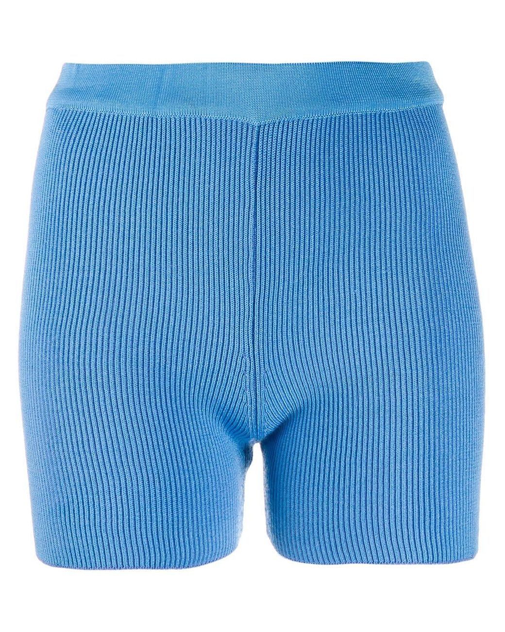 Jacquemus Fitted Ribbed Shorts in Blue | Lyst