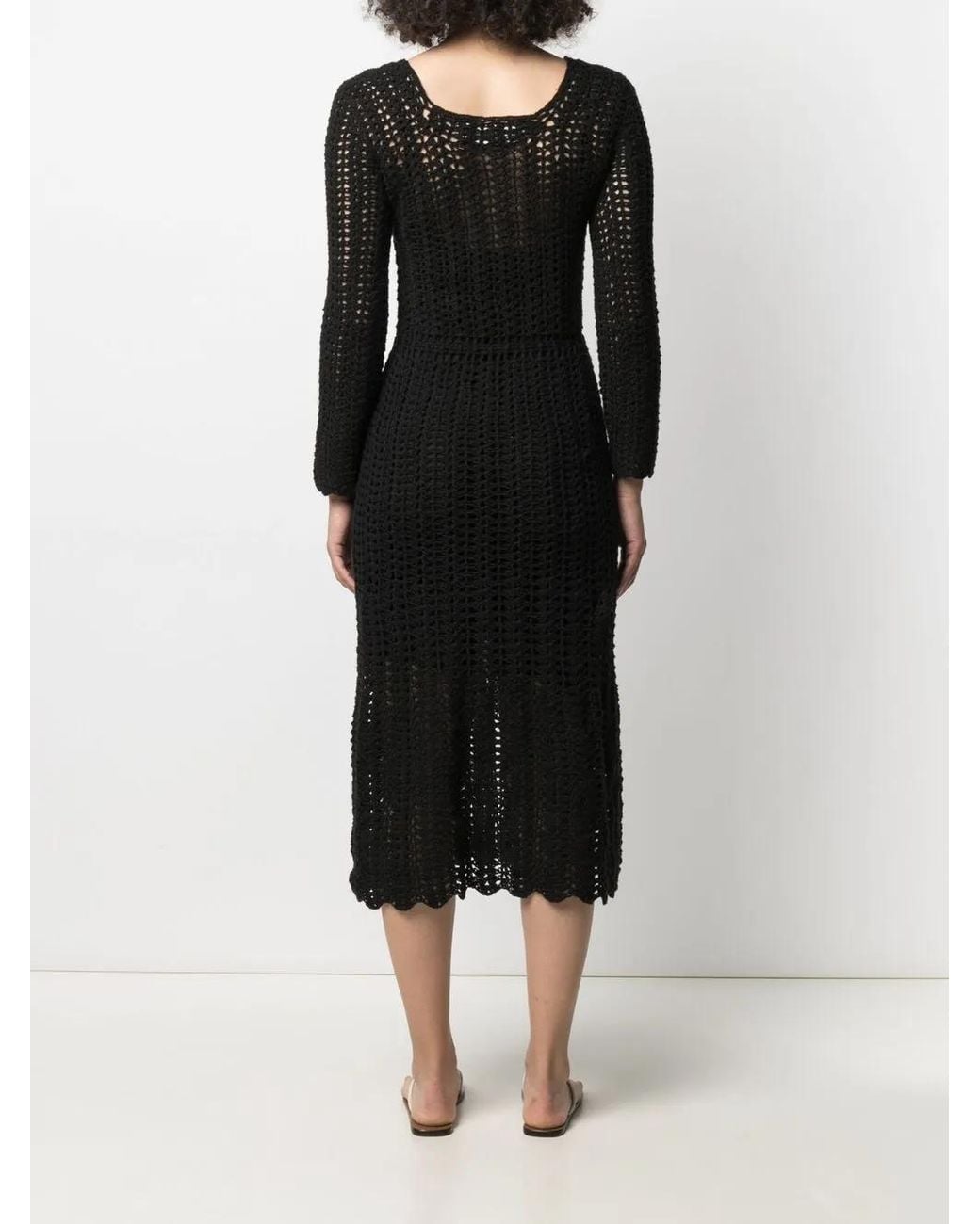 Matimì Black Crochet Tie-Waist Dress