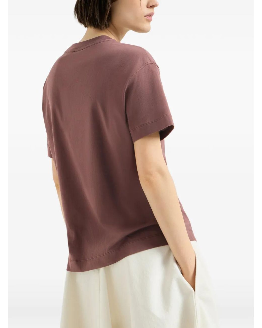 Brunello Cucinelli Pink Cotton Jersey T-Shirt With Shiny Tab