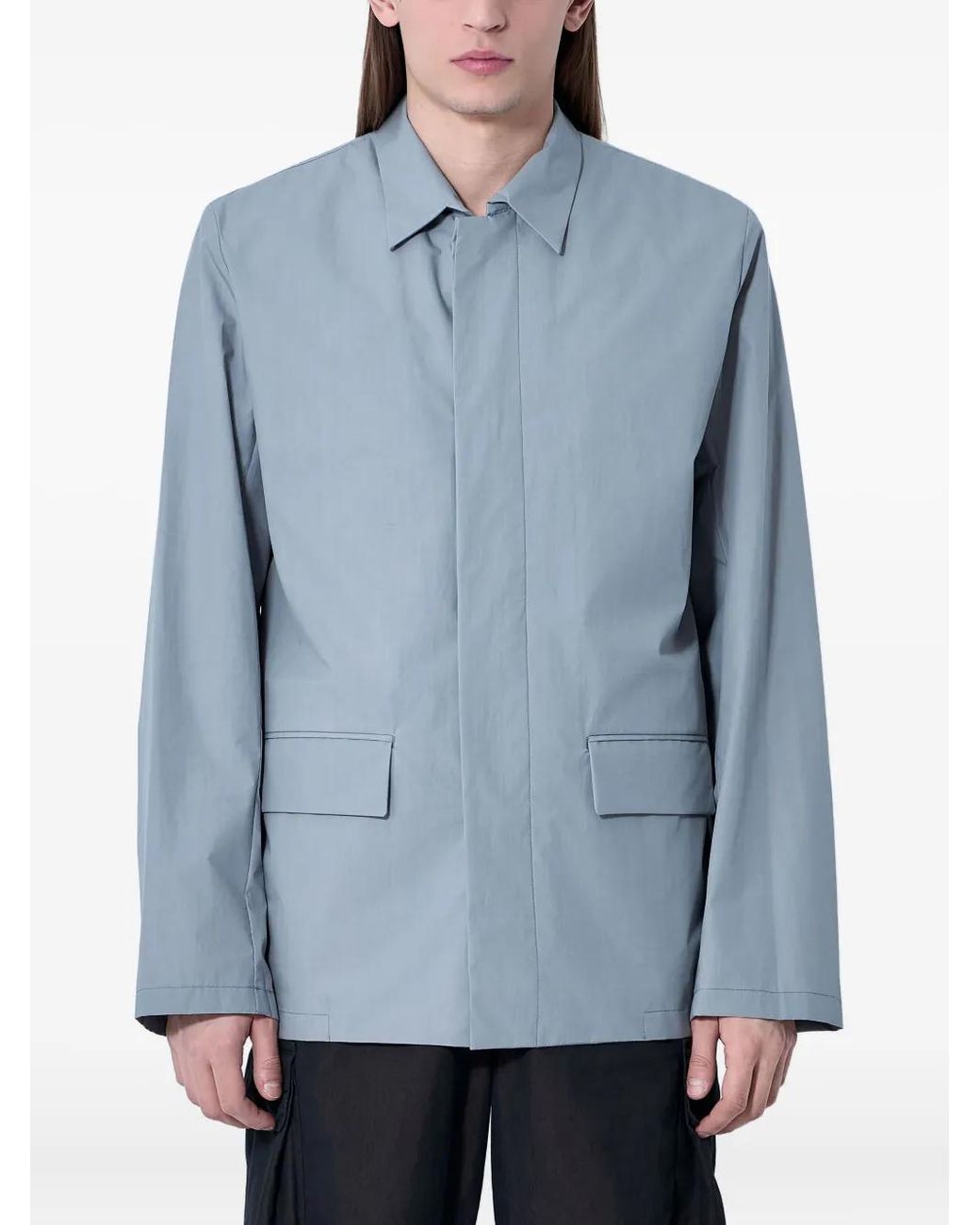 Rier Blue Flap-Pocket Cotton Shirt Jacket for men