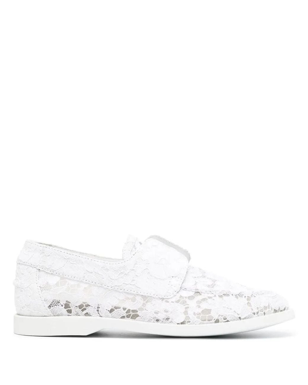 Le Silla White Claire Floral Lace Loafers