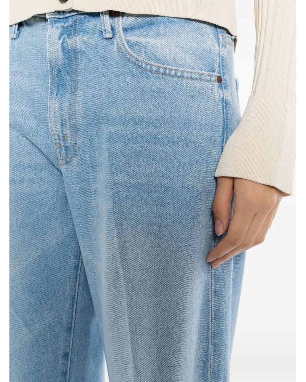 Mother Blue Faded Wide-Leg Jeans