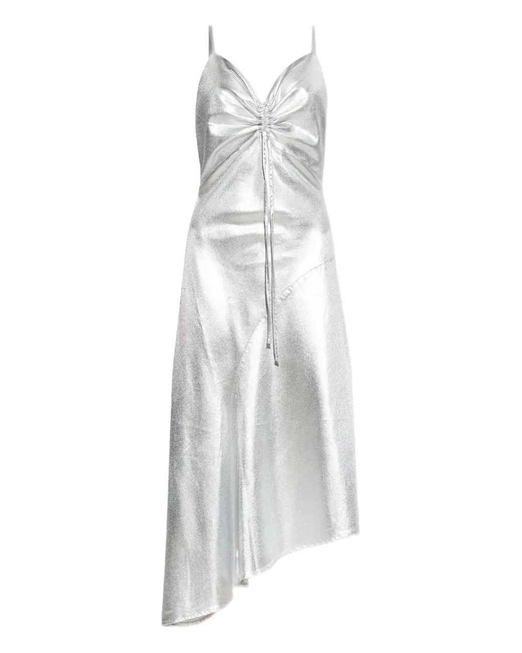 AllSaints White Alexia Metallic Ruched Slip Dress
