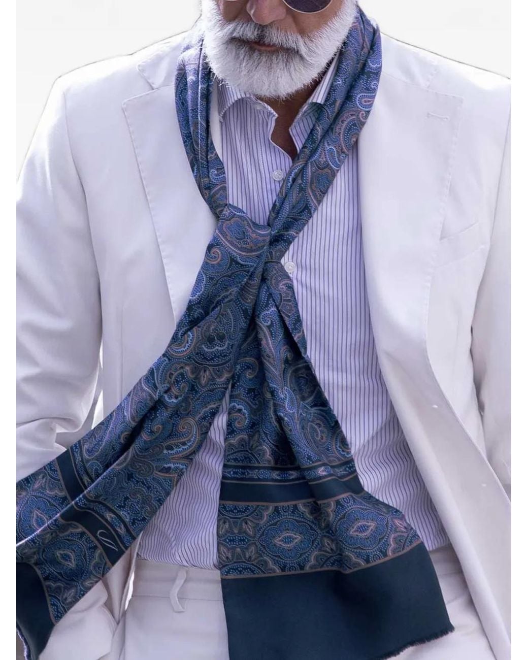 Elizabetta Blue Ferrara Paisley-Print Scarf for men
