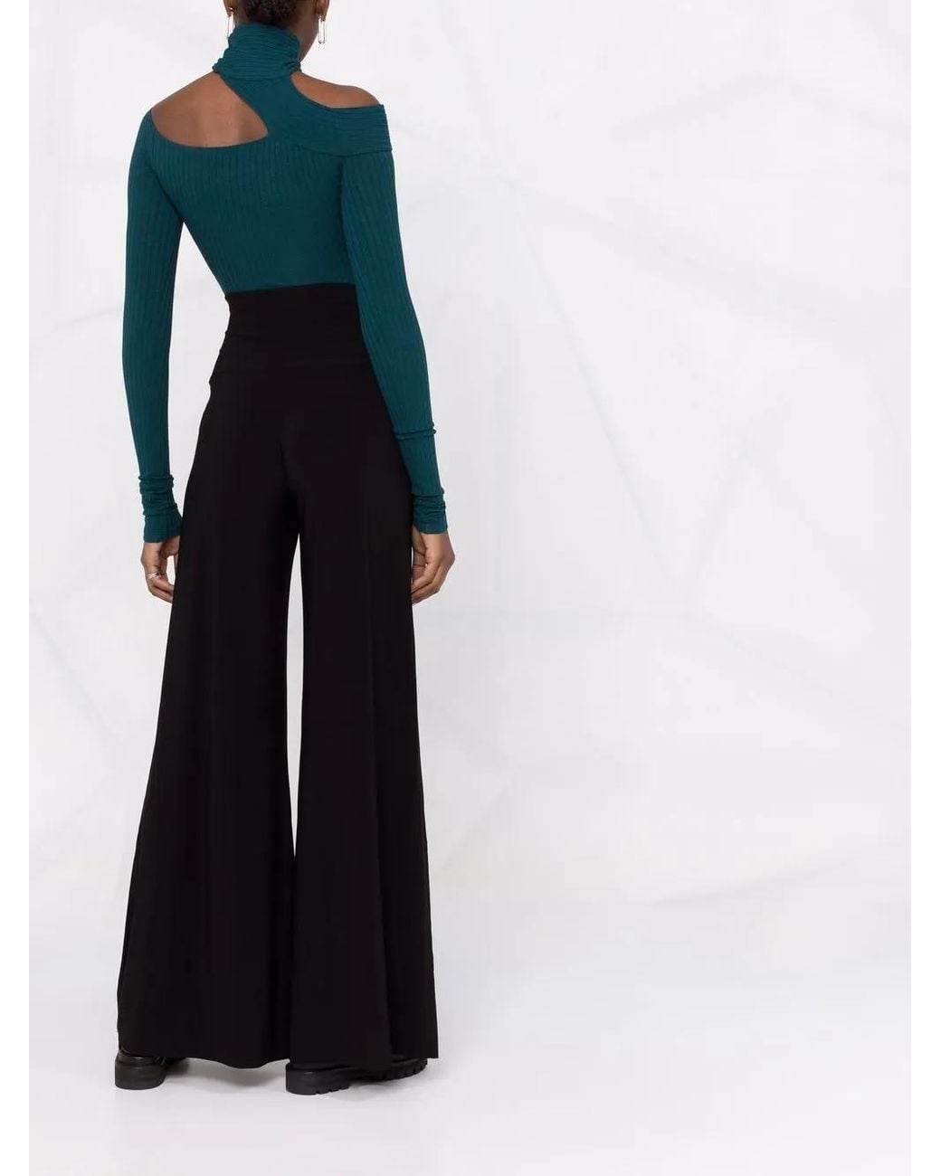 Norma Kamali Brede, Hoge Taille Broek in het Black