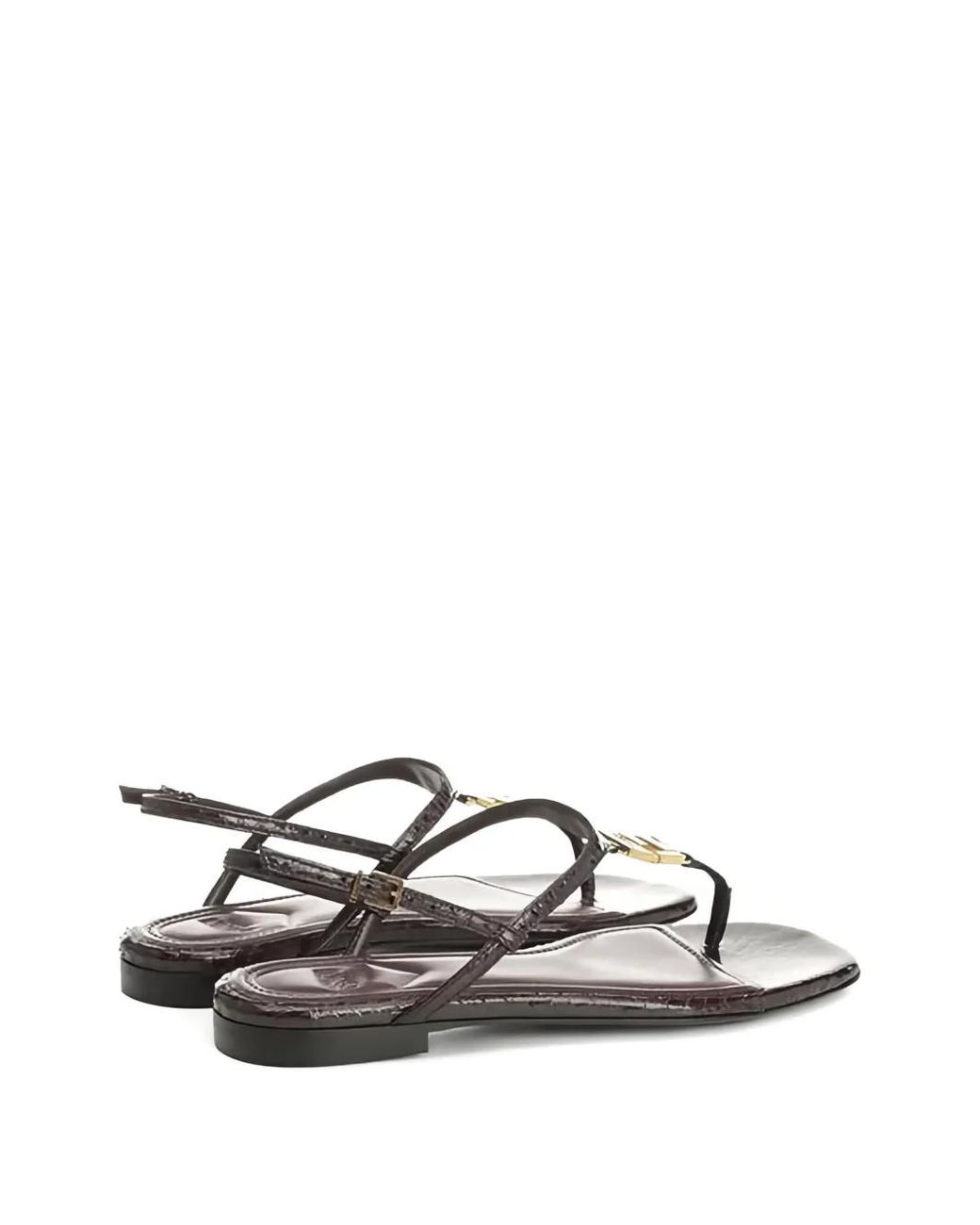 Fendi Brown Fold Logo-Detail Leather Sandals
