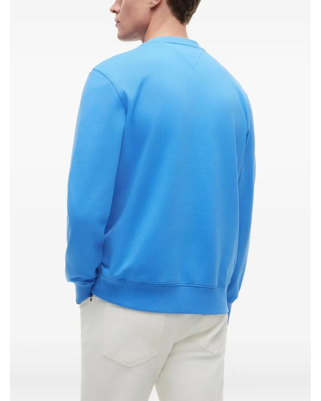 Tommy Hilfiger Blue Logo-Embroidered Crew-Neck Sweater for men