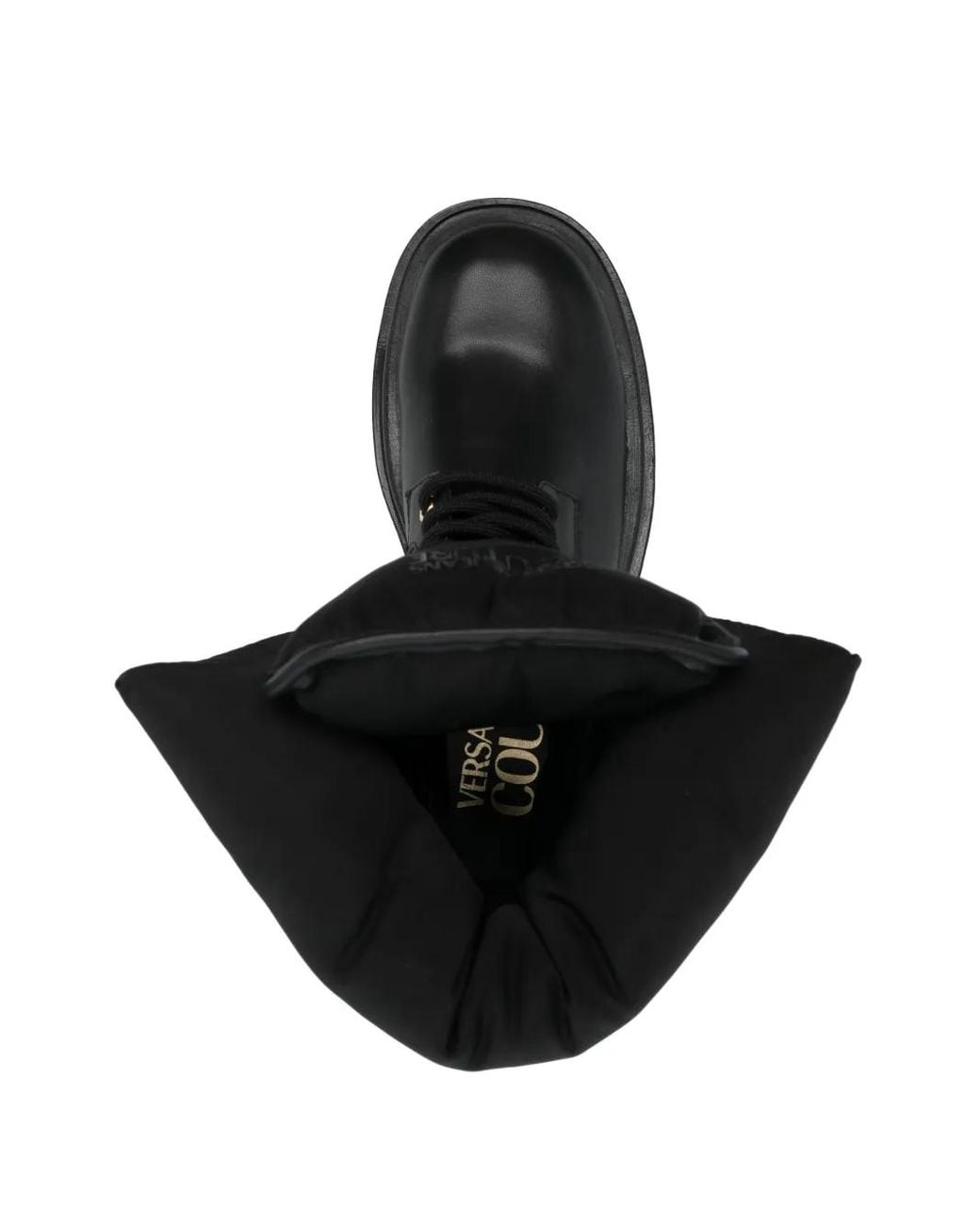 Versace Jeans Couture Black Logo-Print Ankle-Length Boots
