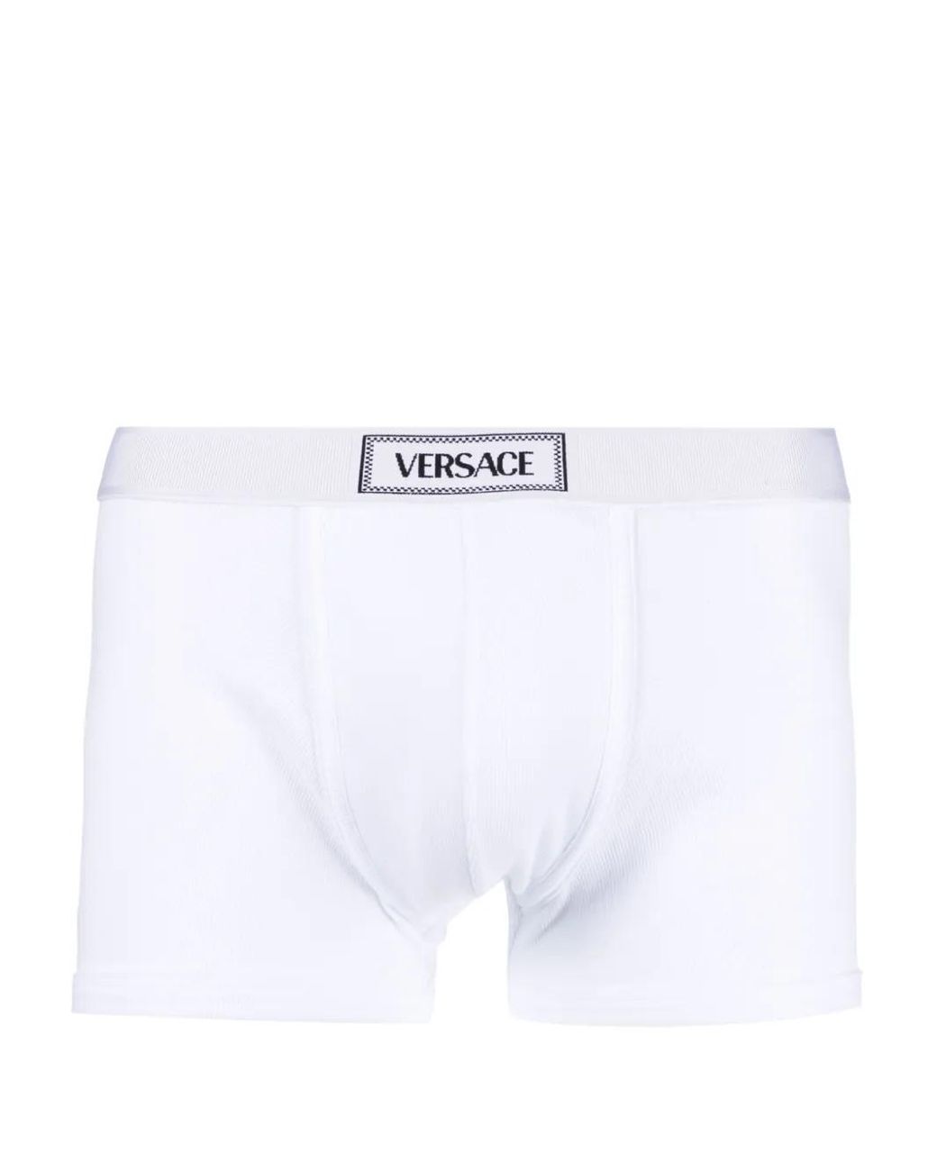 Versace White Cotton Ribbed Trunks for men