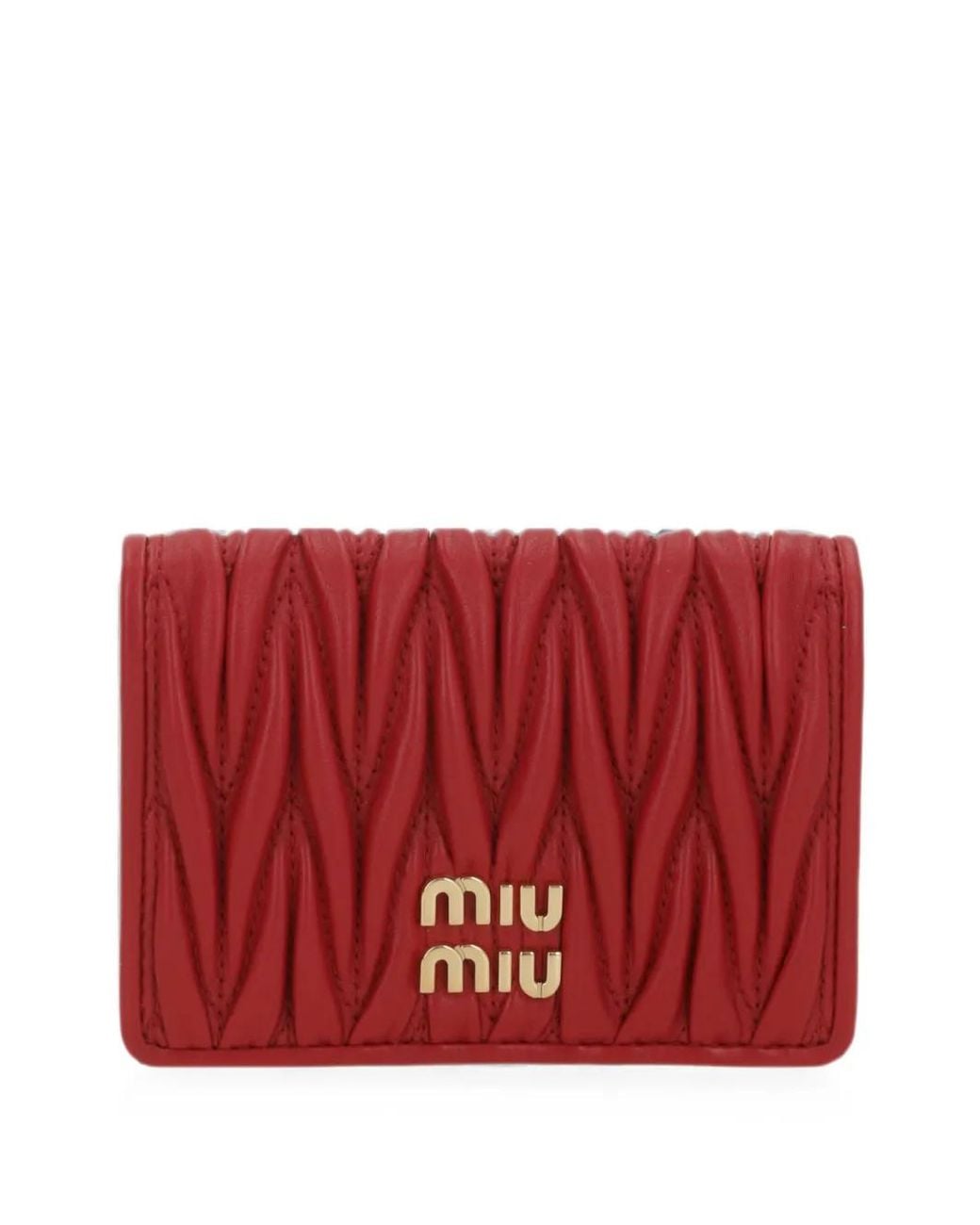 Miu Miu Red Matelassé Leather Wallet