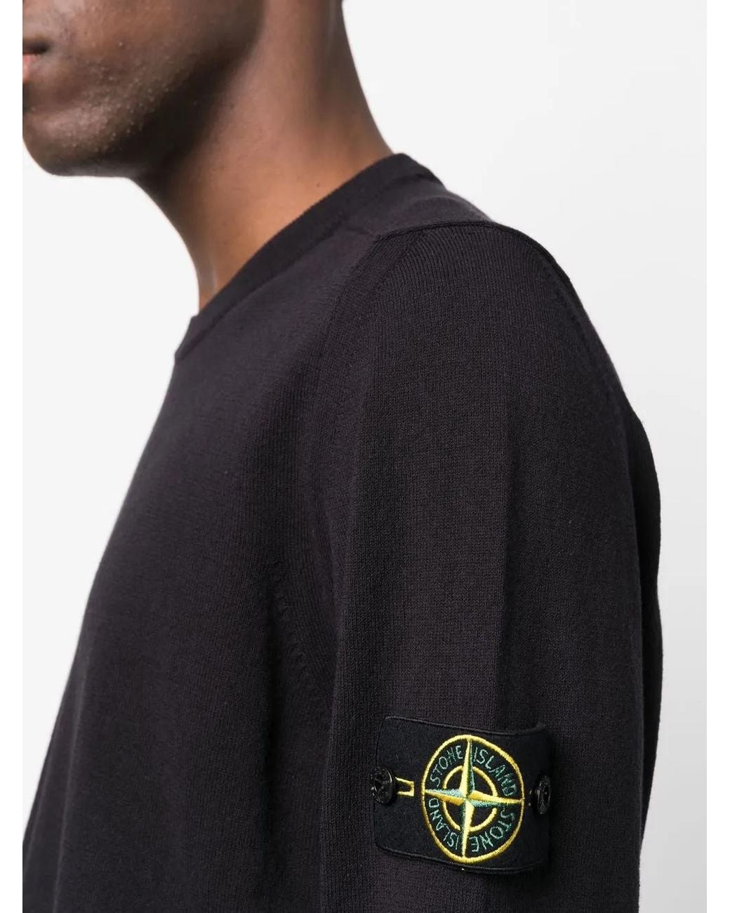 Stone Island Logo Badge Sweater in het Blue voor heren