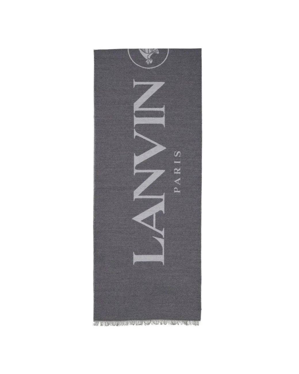 Lanvin Gray Logo-Print Silk Scarf